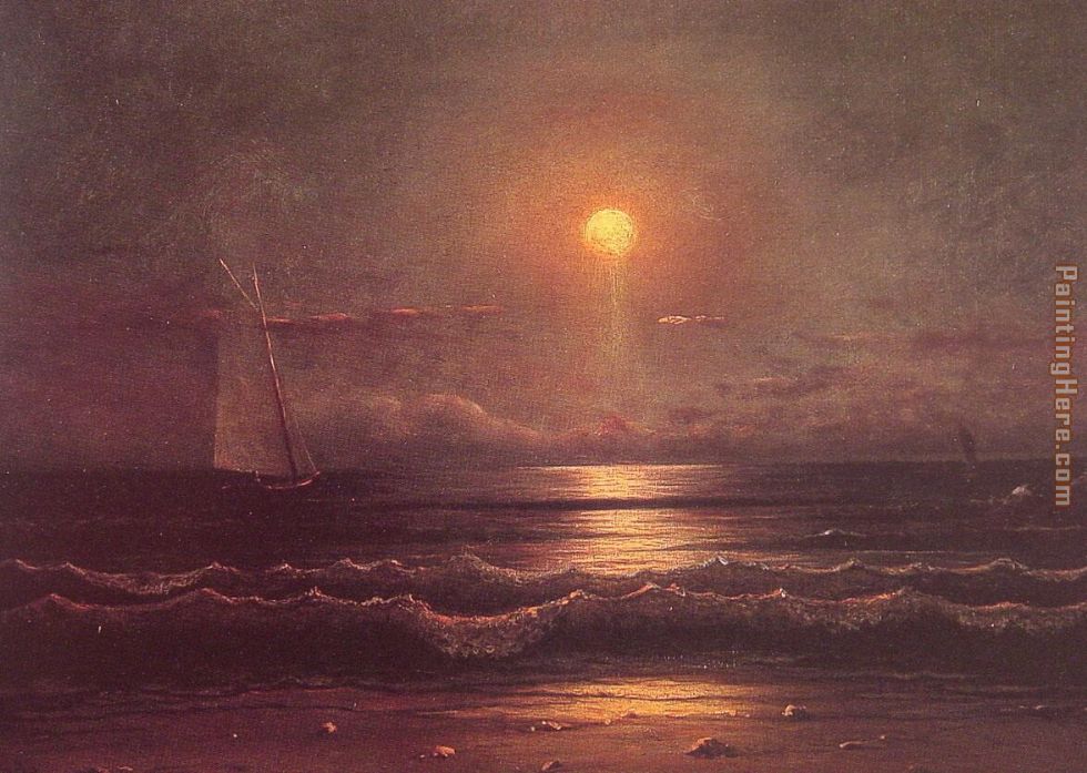 Sailing by Moonlight painting - Martin Johnson Heade Sailing by Moonlight art painting